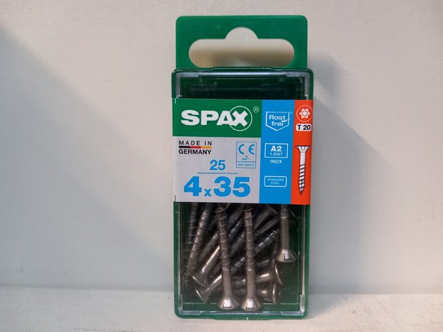 SPAX vis 4x35 mm T20 A2 inox (boîte de 25)