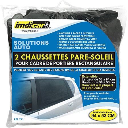 Lot de 2 pare-soleil chaussettes rectangulaires 94x53 cm