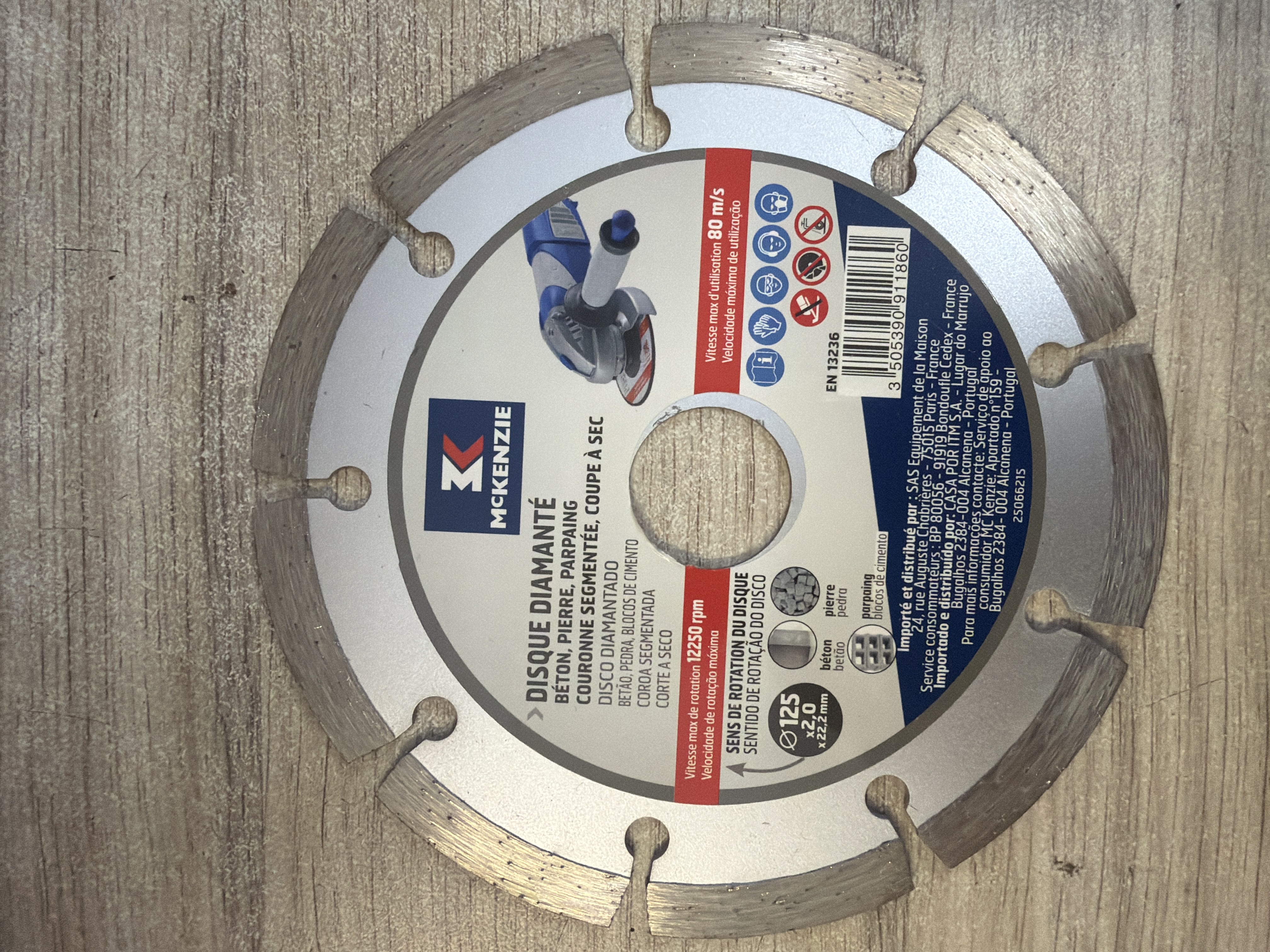 Disque diamant segmenté McKenzie 125 mm alésage 22,2 mm