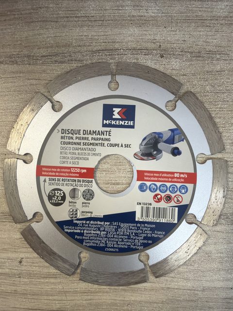 Disque diamant segmenté McKenzie 125 mm alésage 22,2 mm