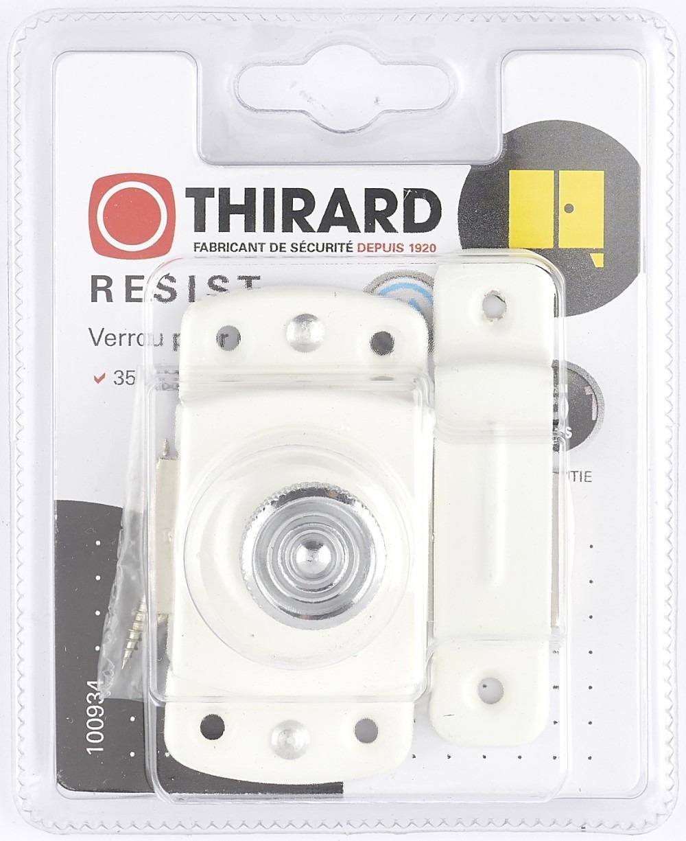 Verrou automatique Thirard acier laqué blanc 35 mm