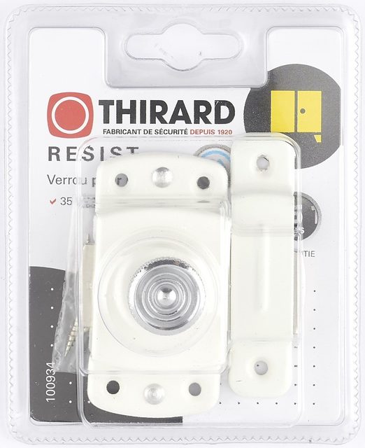 Verrou automatique Thirard acier laqué blanc 35 mm
