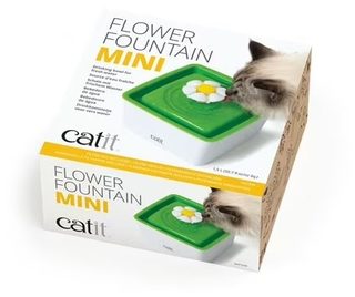 Cat It Abreuvoit Mini Avec Fleur - 1.5 L -50.7 Oz Liq.- - Blanc Et Vert - Pour Chat