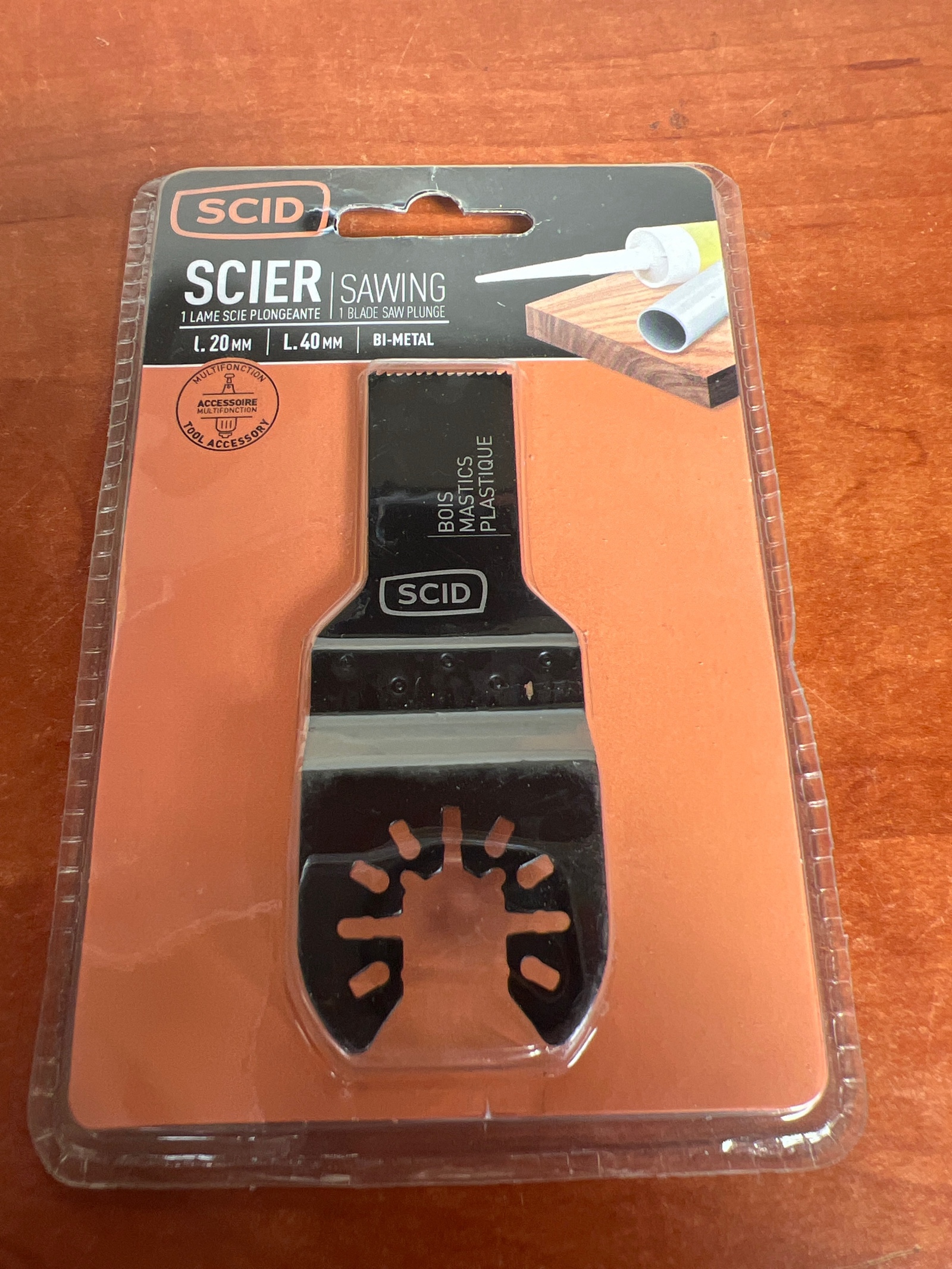 SCID Lame de scie plongeante bi-métal 20 mm x 40 mm pour multi-outil (bois/plastique)