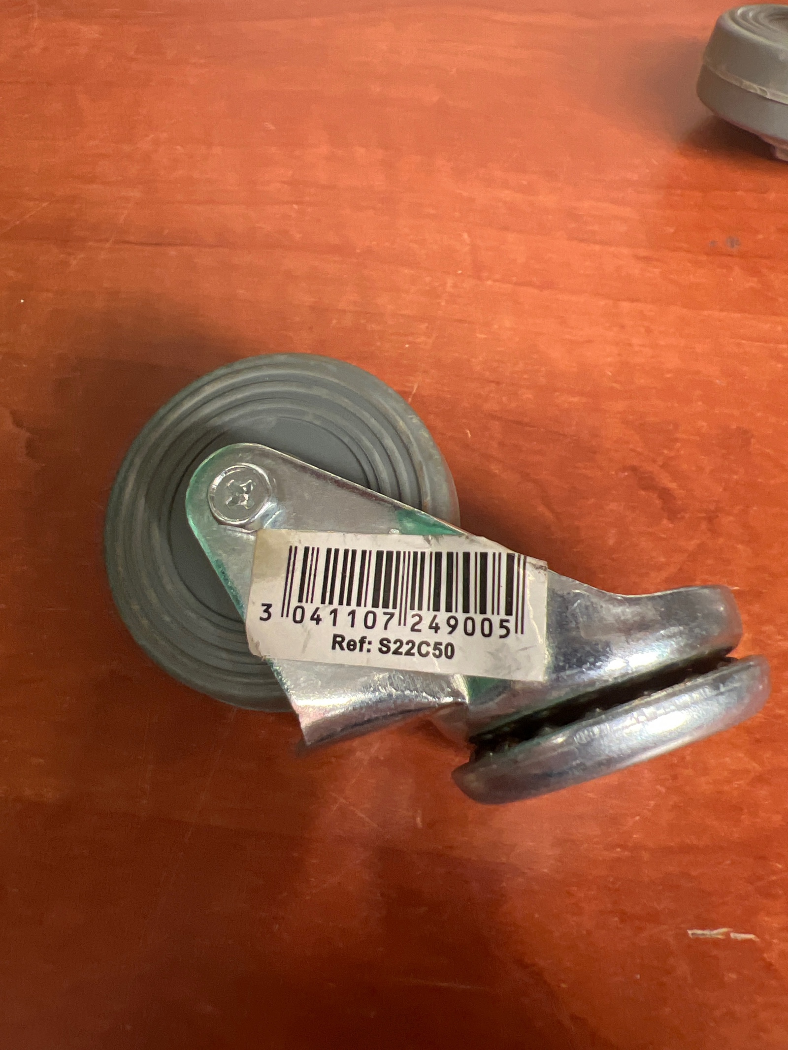 Roue pivotante en caoutchouc gris pour chariot (sans frein)