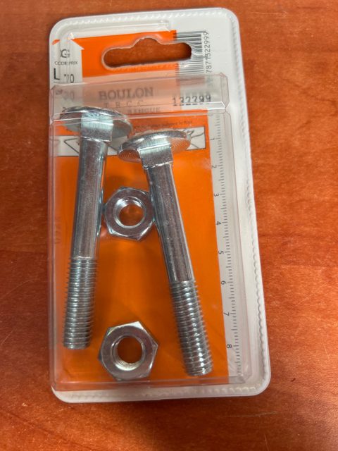 Boulons tête hexagonale avec écrous L=70 mm – blister scellé