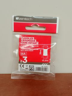 Lot de 3 fusibles céramique 25A 10,3 x 38 mm avec voyant