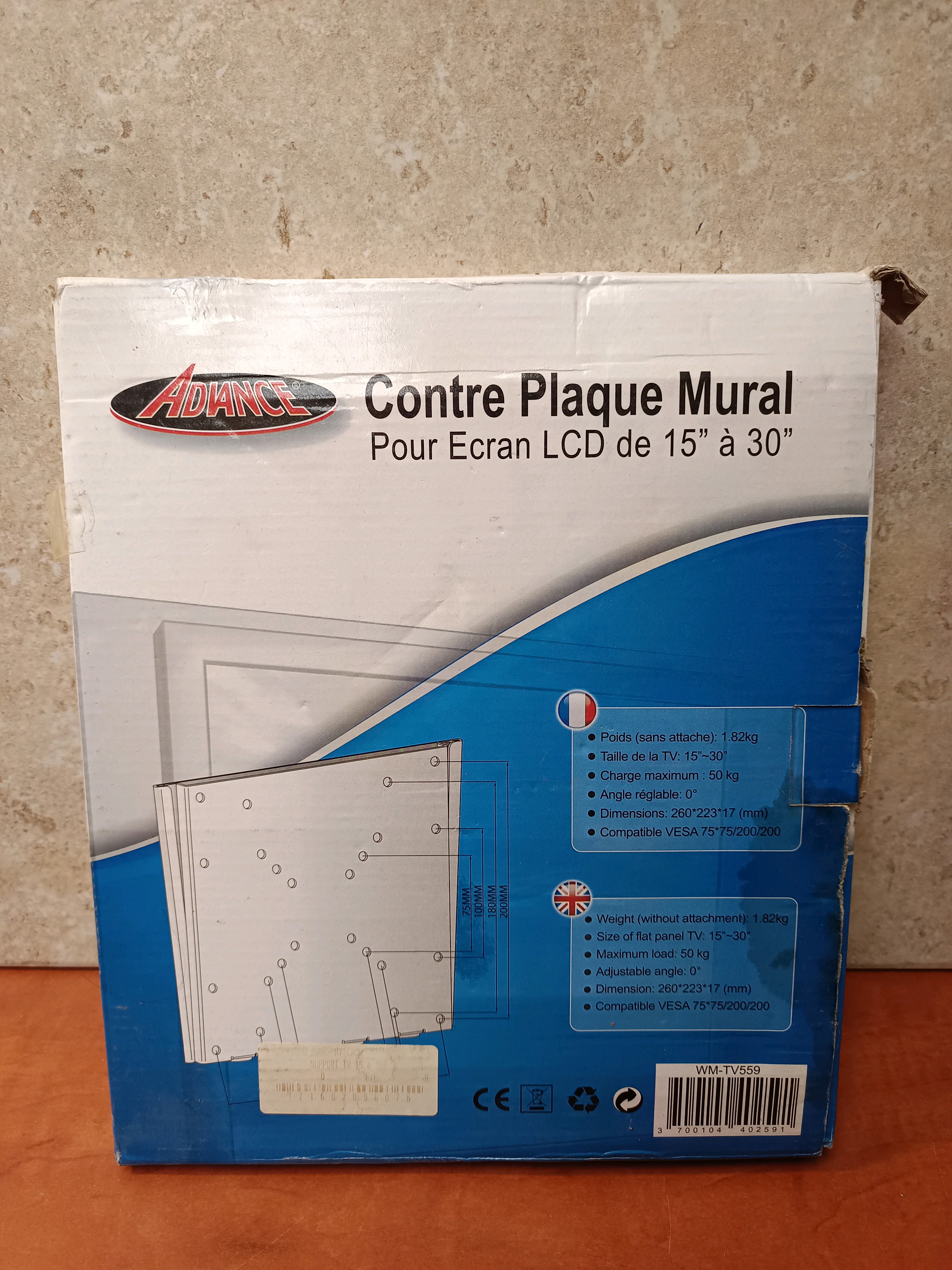 Advance Contre Plaque Mural pour écran LCD 15'' à 30''