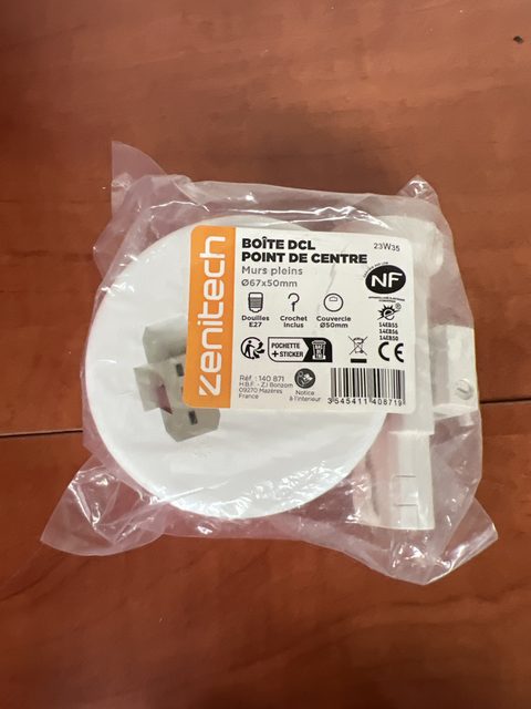 Zenitech Boîte DCL point de centre Ø67x50 mm (murs pleins)