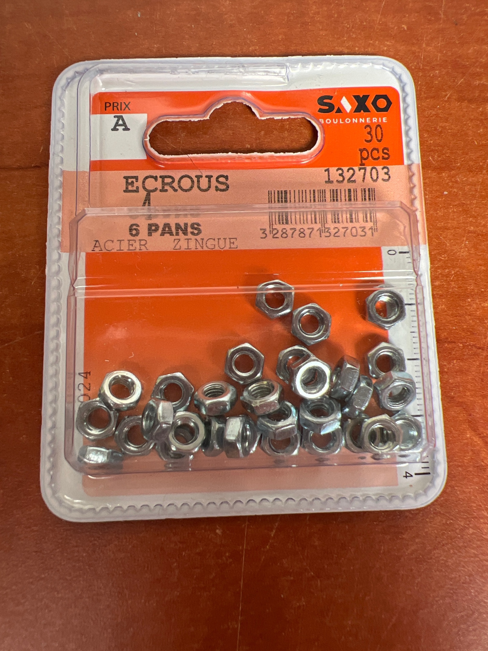 SAXO Écrous 6 pans acier zingué 30 pcs (132703)