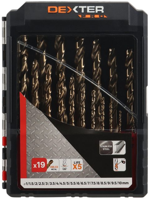 Coffret 19 forets métal 1 à 10 mm Dexter Pro
