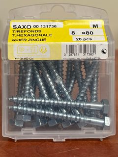 SAXO 00 131736 tirefonds tête hexagonale 8 x 80 acier zingué (boîte de 20)