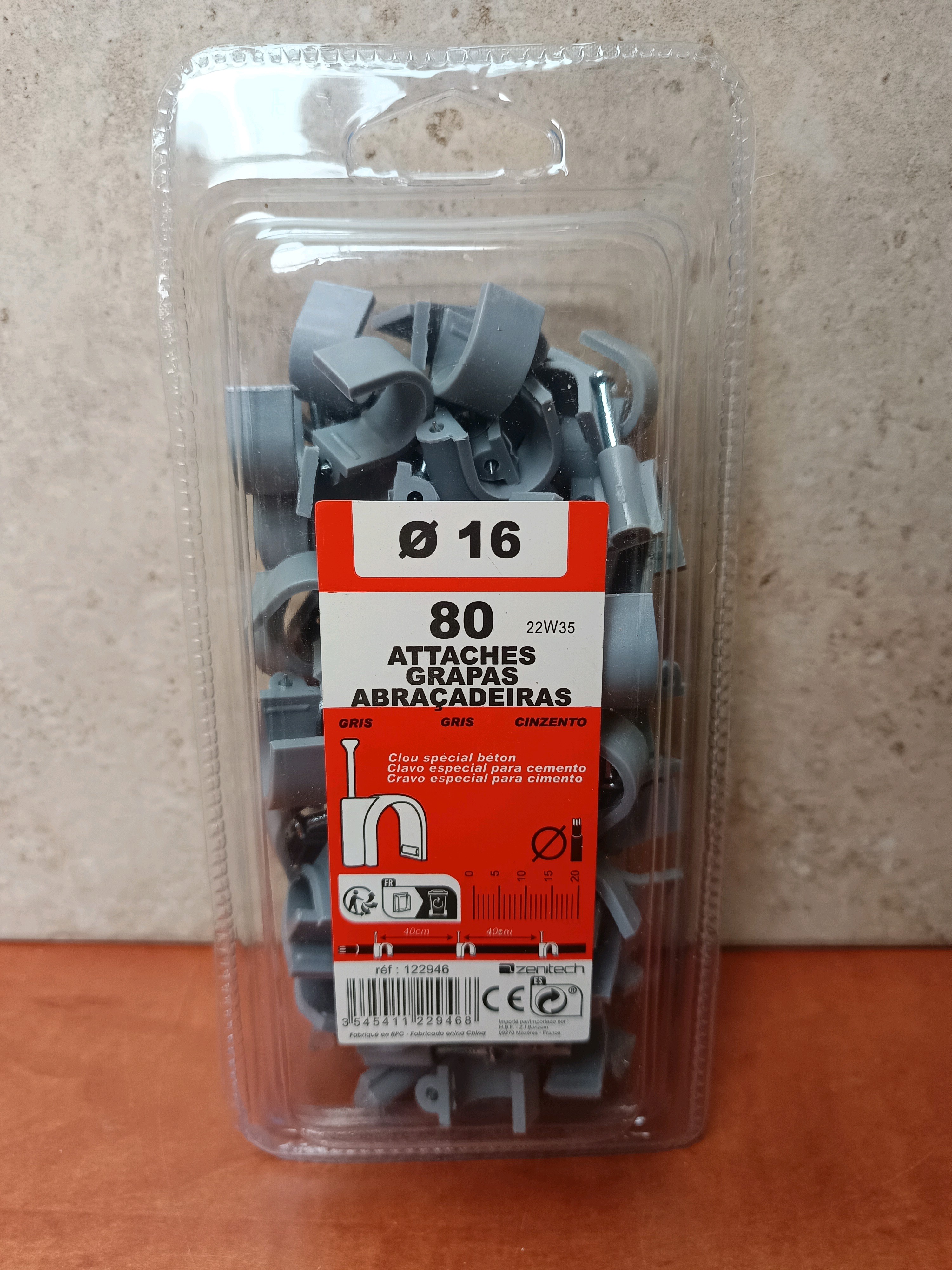 80 attaches pour gaine Ø16 - gris