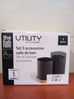 The Bathroom Utility (ALL FCR HOME) - Set 3 accessoires salle de bain, collection Bambou (3 pièces)