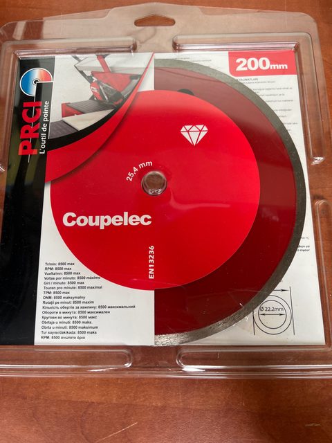 PRCI Coupelec disque diamant 200 mm (alésage 25,4 mm)