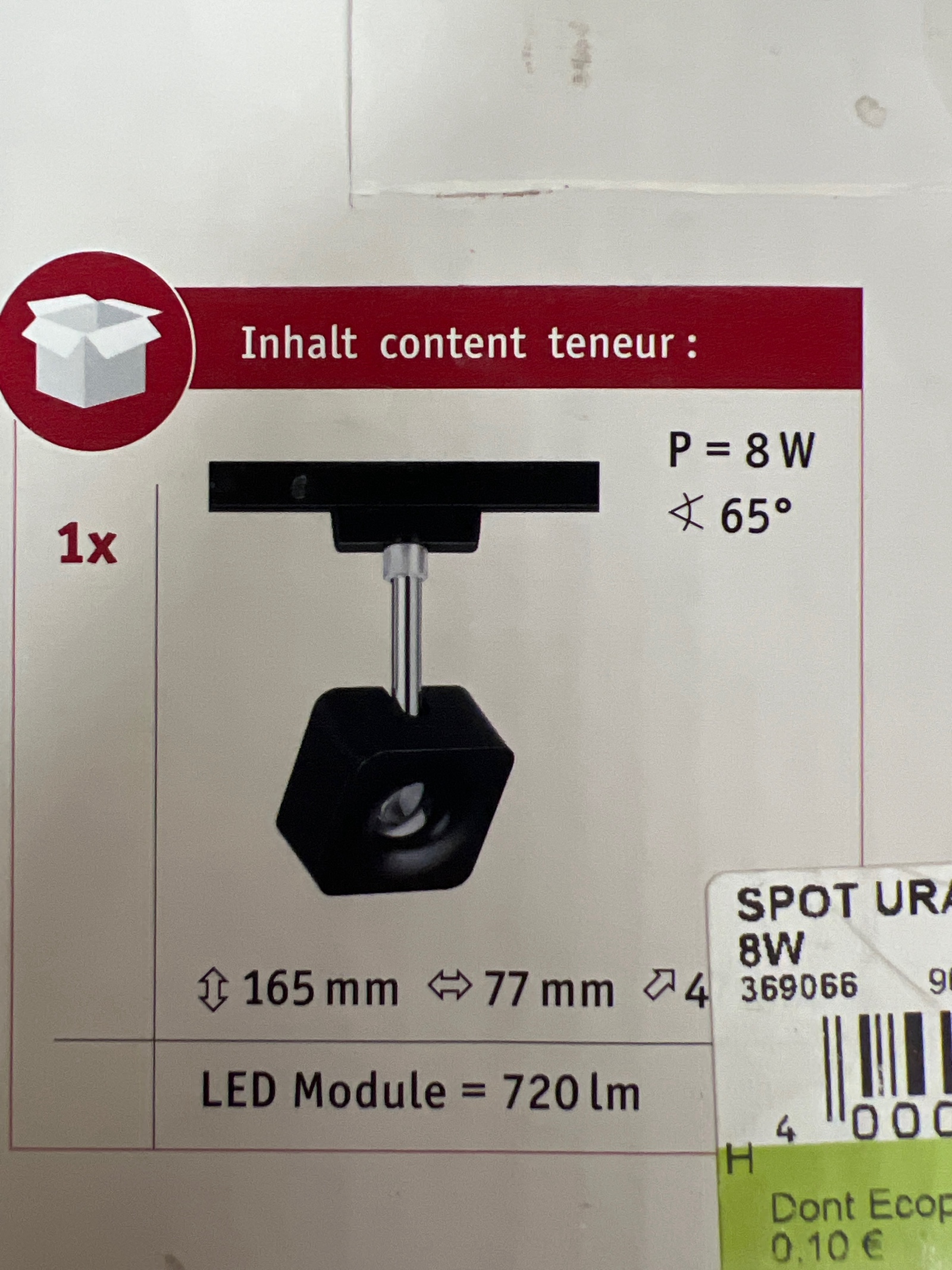 Paulmann URail Spot Cube LED 8W noir mat 4000K dimmable — photo 2