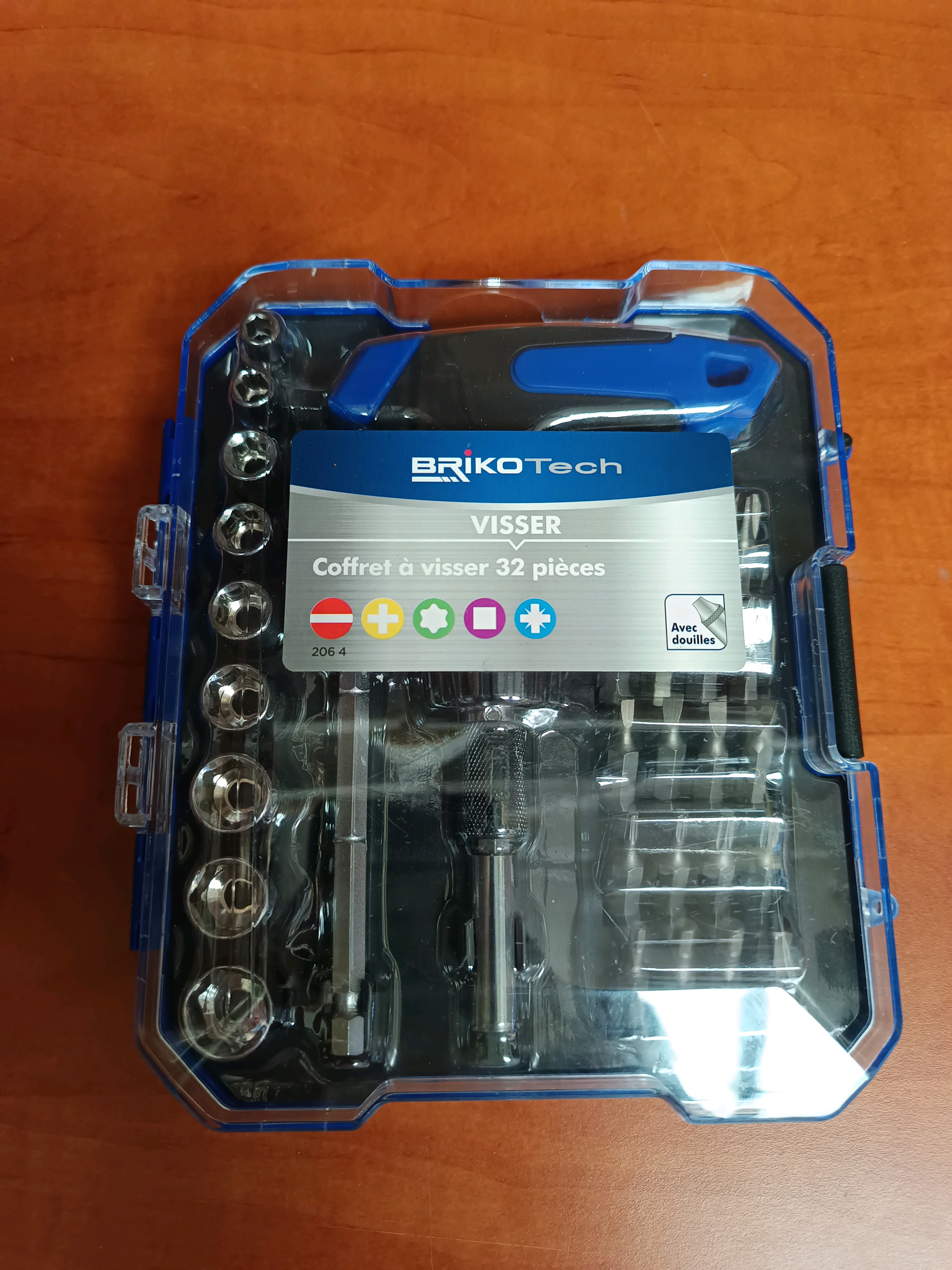 BRIKOtech Coffret à visser 32 pièces avec cliquet