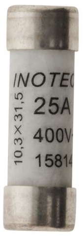 Lot de 3 fusibles céramique Zenitech 10,3 x 31,5 mm 25A