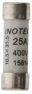 Lot de 3 fusibles céramique Zenitech 10,3 x 31,5 mm 25A