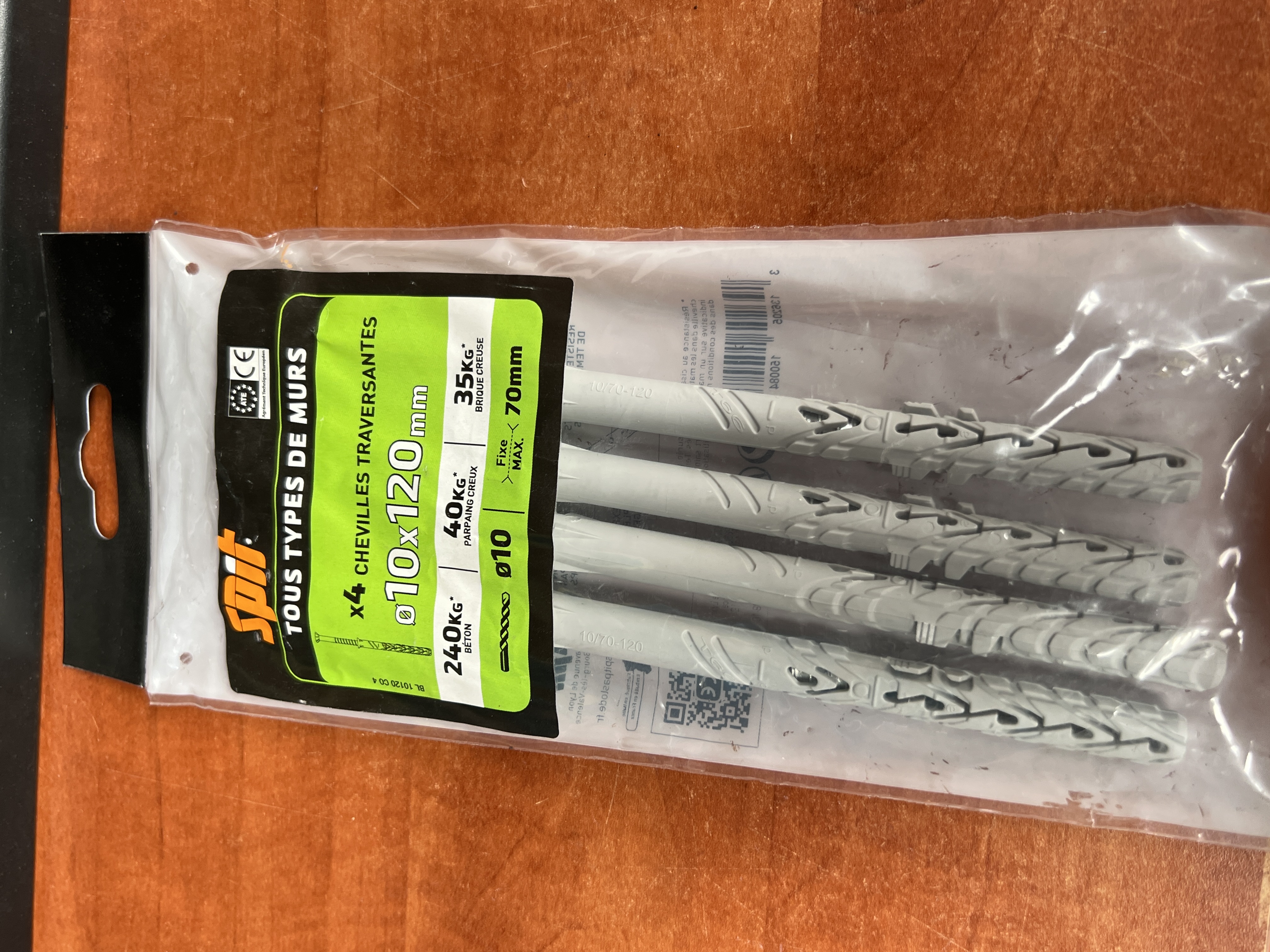 SPIT lot de 4 chevilles à expansion nylon Ø10 x 120 mm