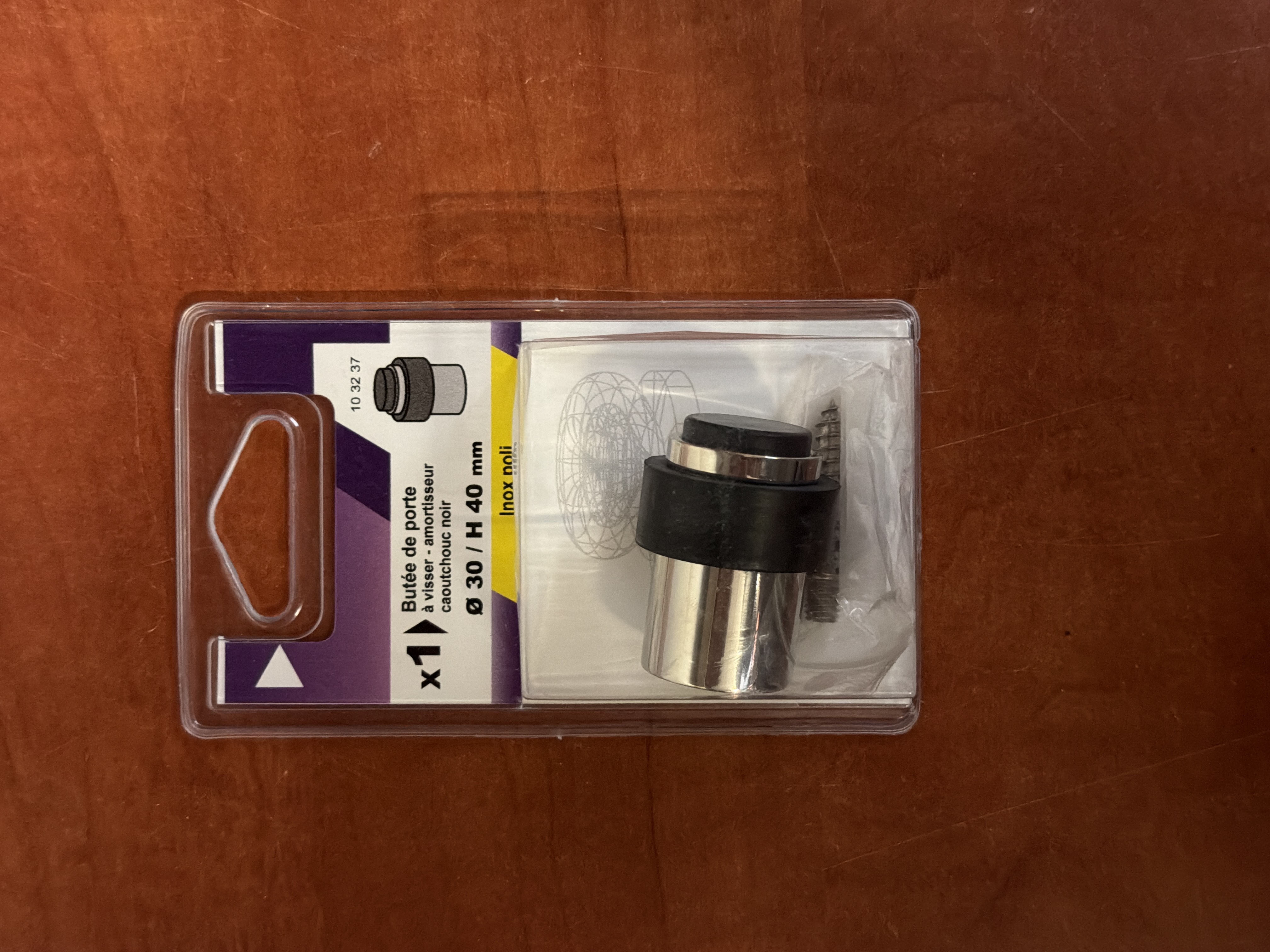 Butée de porte inox poli Ø 30 x H 40 mm