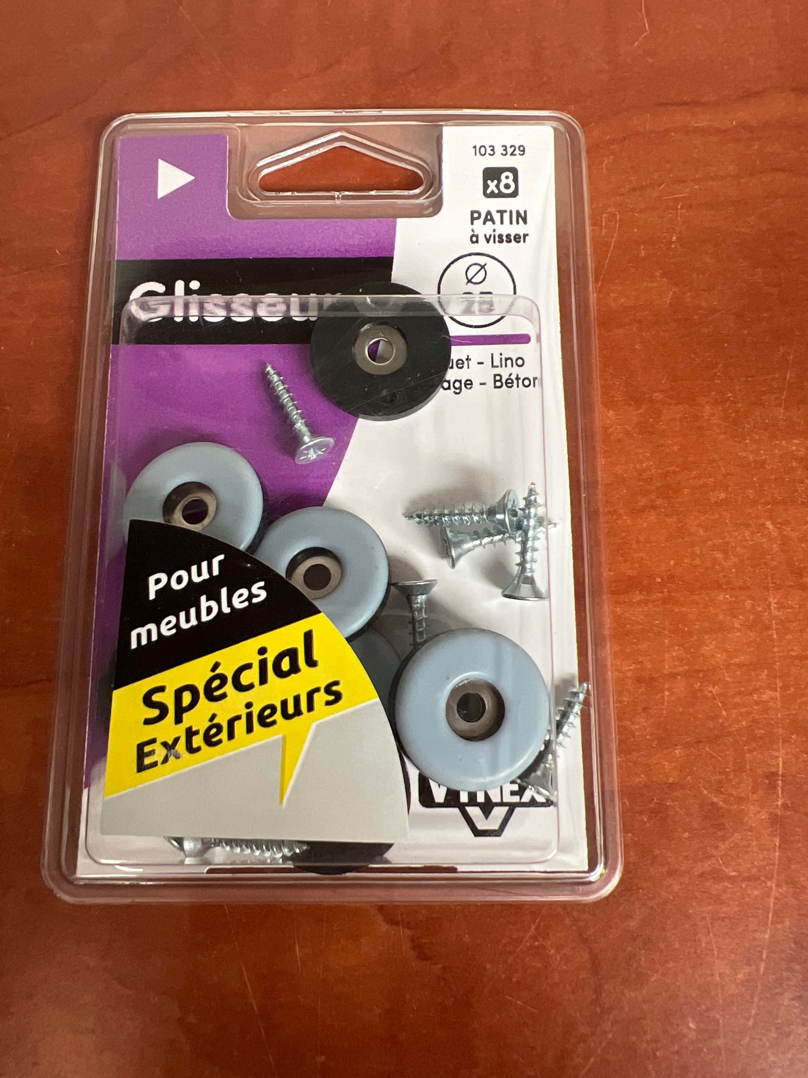 Vynex Glisseur patins à visser Ø28 mm x8 – spécial extérieurs