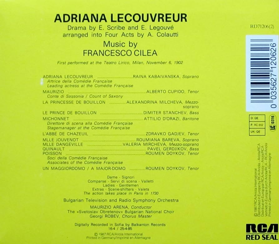 Cilea : Adriana Lecouvreur CD audio