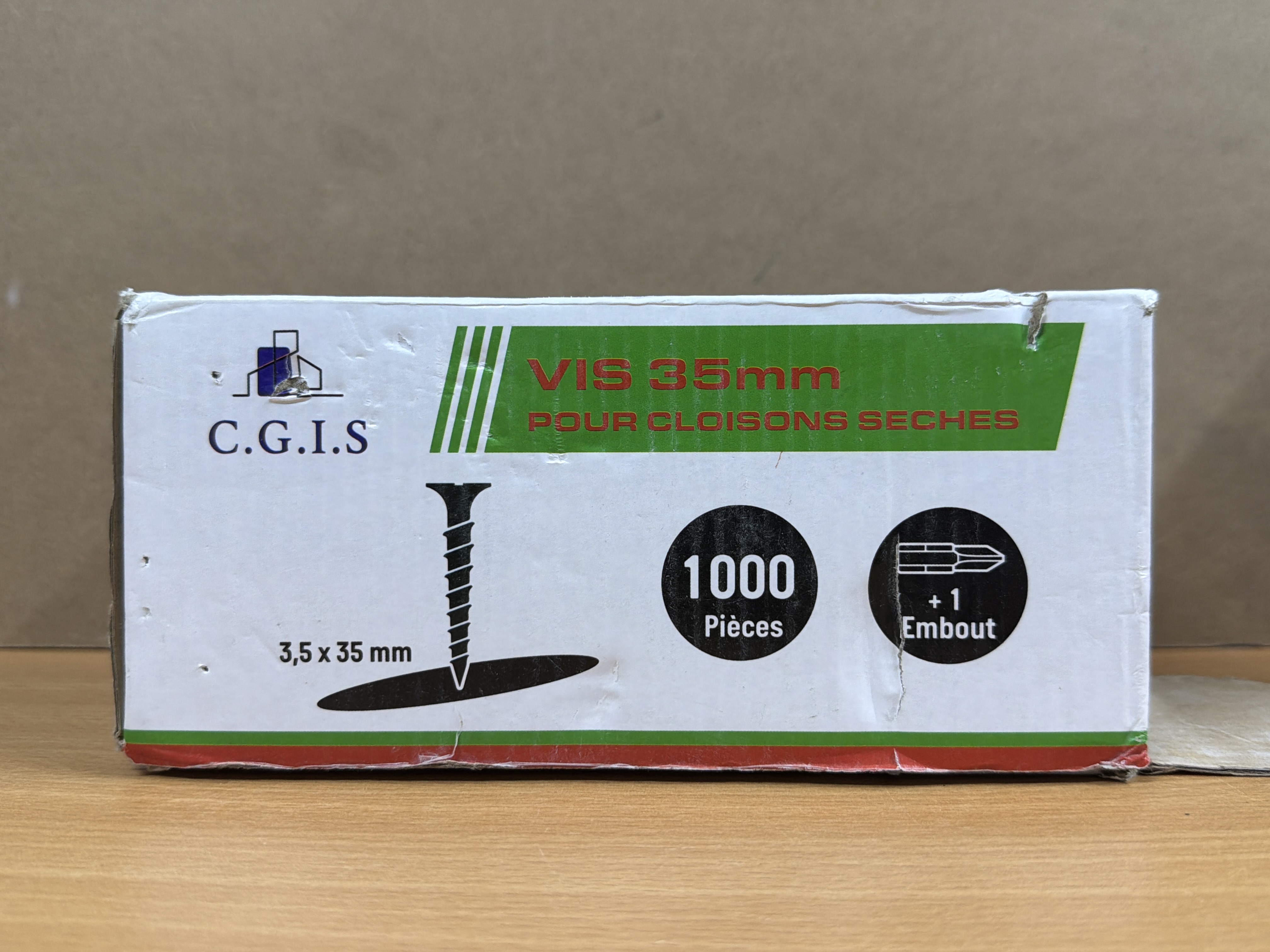 Vis pour cloisons sèches C.G.I.S 3,5 x 35 mm boîte de 1000