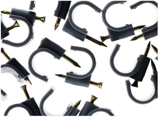 Zenitech lot de 20 attaches plastiques Ø 20 mm gris avec clou béton
