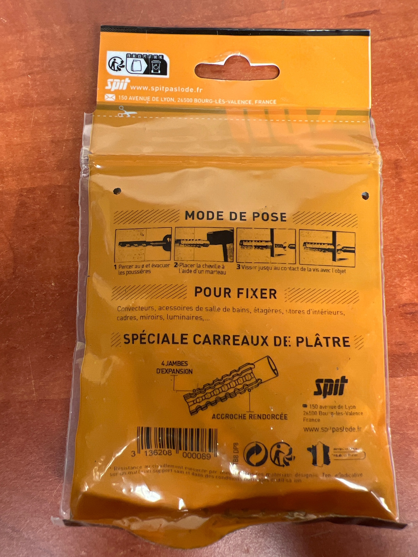 Spit chevilles à verrouillage de forme Ø8 x 38 mm + vis TF Ø5 x 40 (x8) – Carreau de plâtre — photo 2