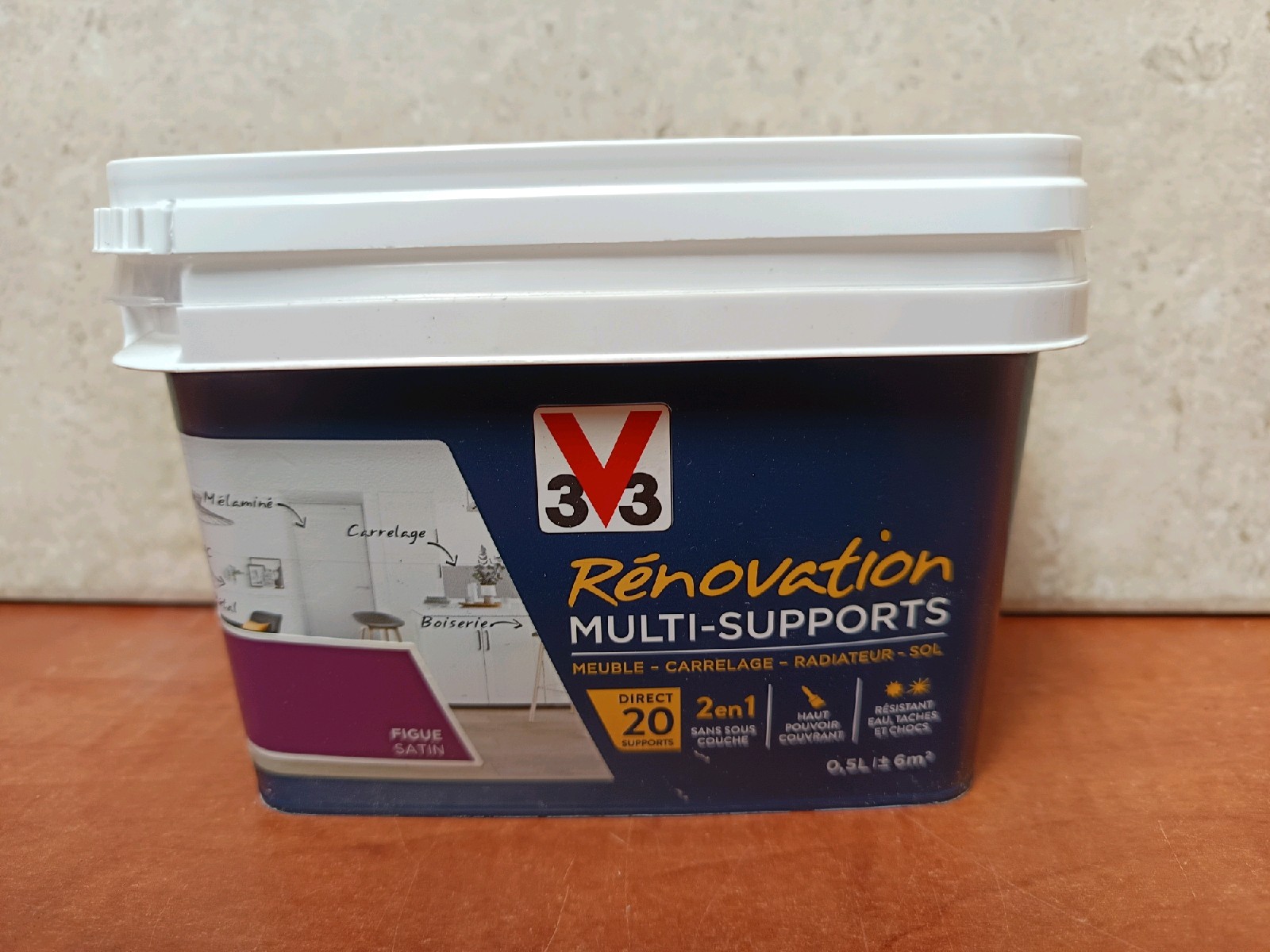 V33 Rénovation Multi-Supports 2en1 - Figue Satin - 0,5 L