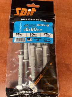 Lot de 10 chevilles à frapper inox SPIT HITM 8 x 60 mm