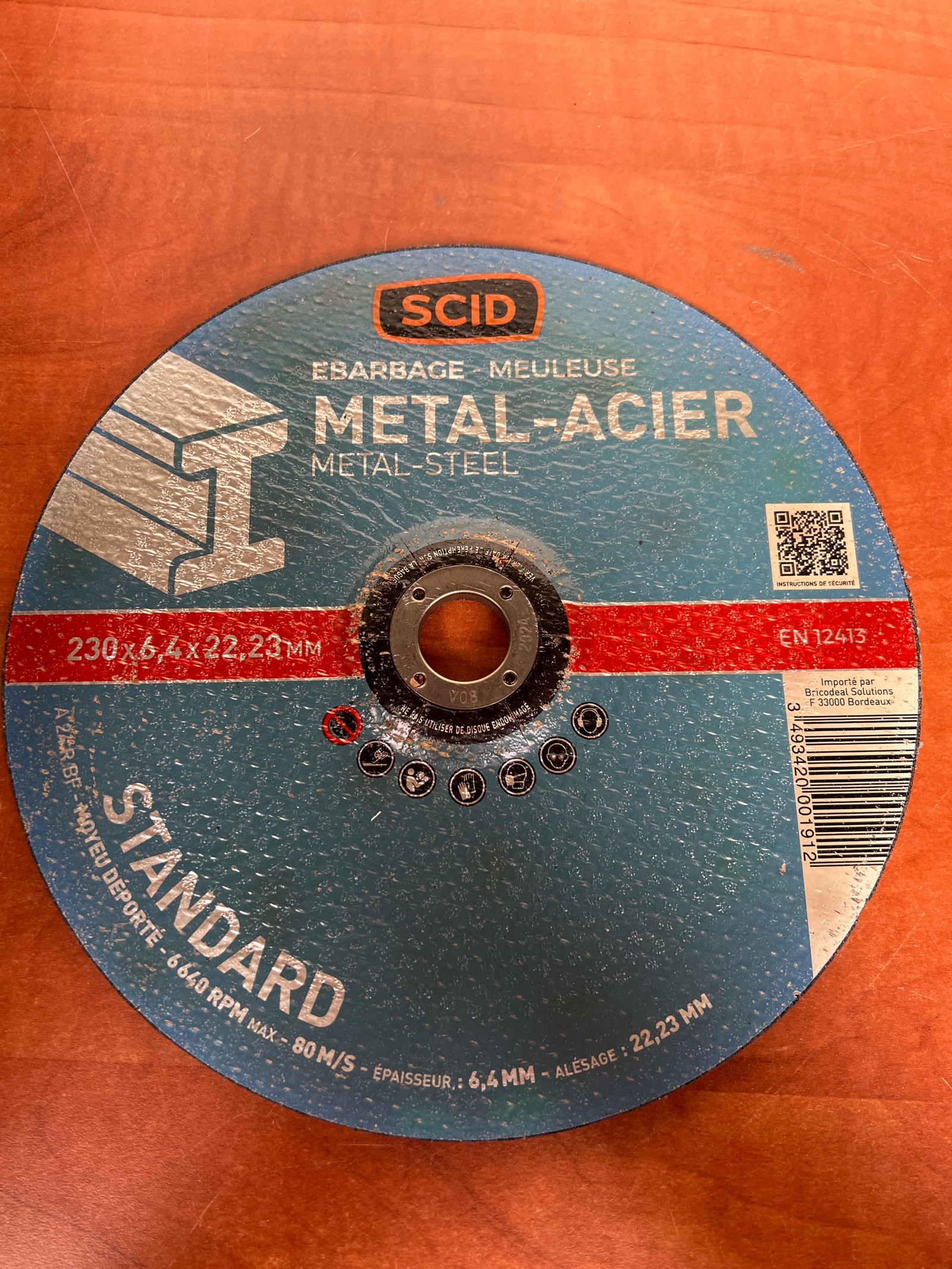 SCID Standard disque d’ébarbage métal-acier 230 x 6,4 x 22,23 mm (EN12413)