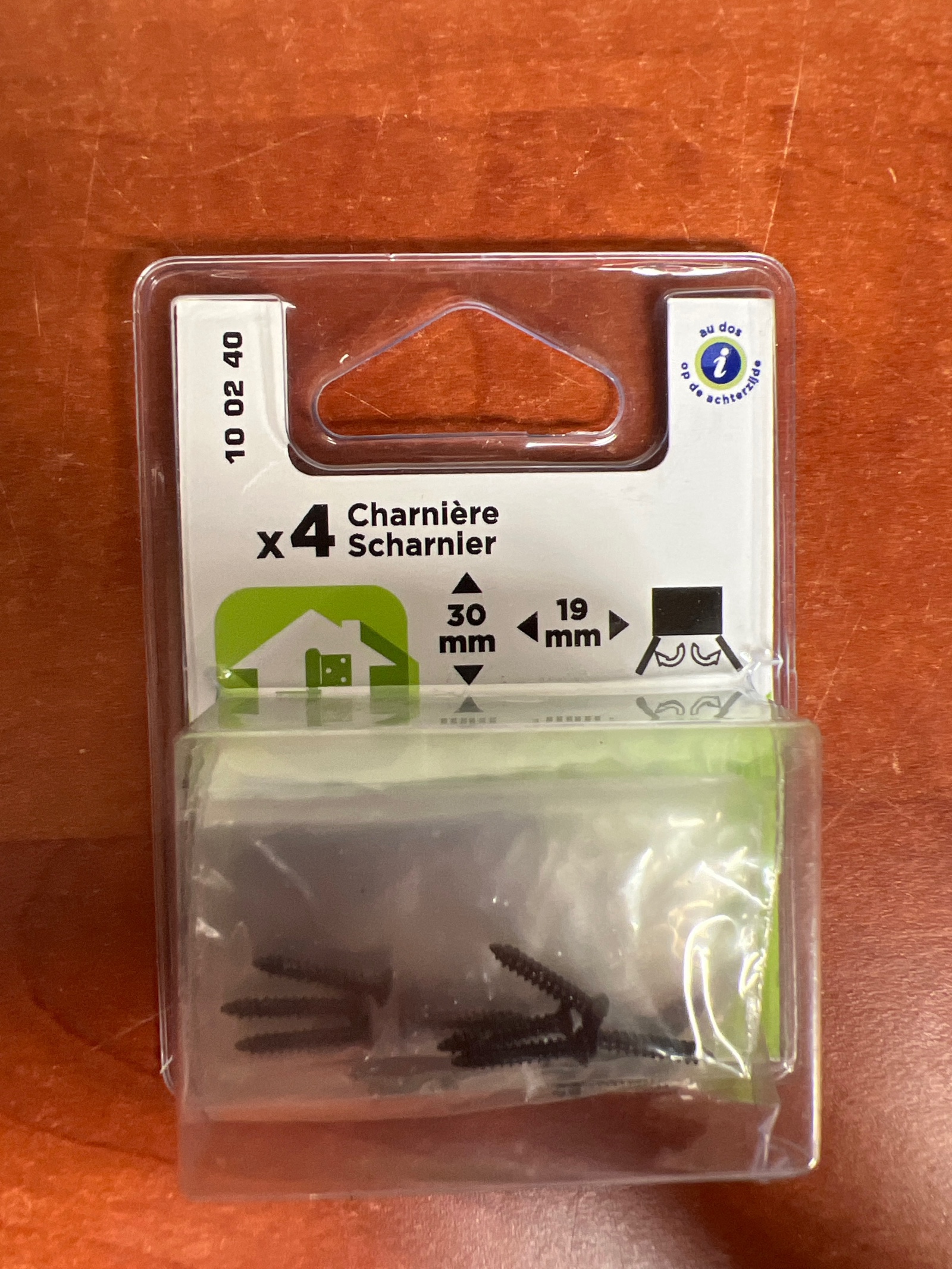 Pack de 4 charnières 30 mm x 19 mm (avec vis)