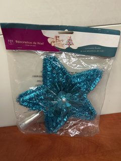 Cimier étoile bleu turquoise pour sapin de Noël