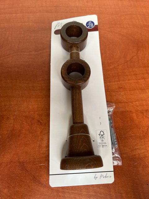 Support double de tringle à rideaux en bois Ø28