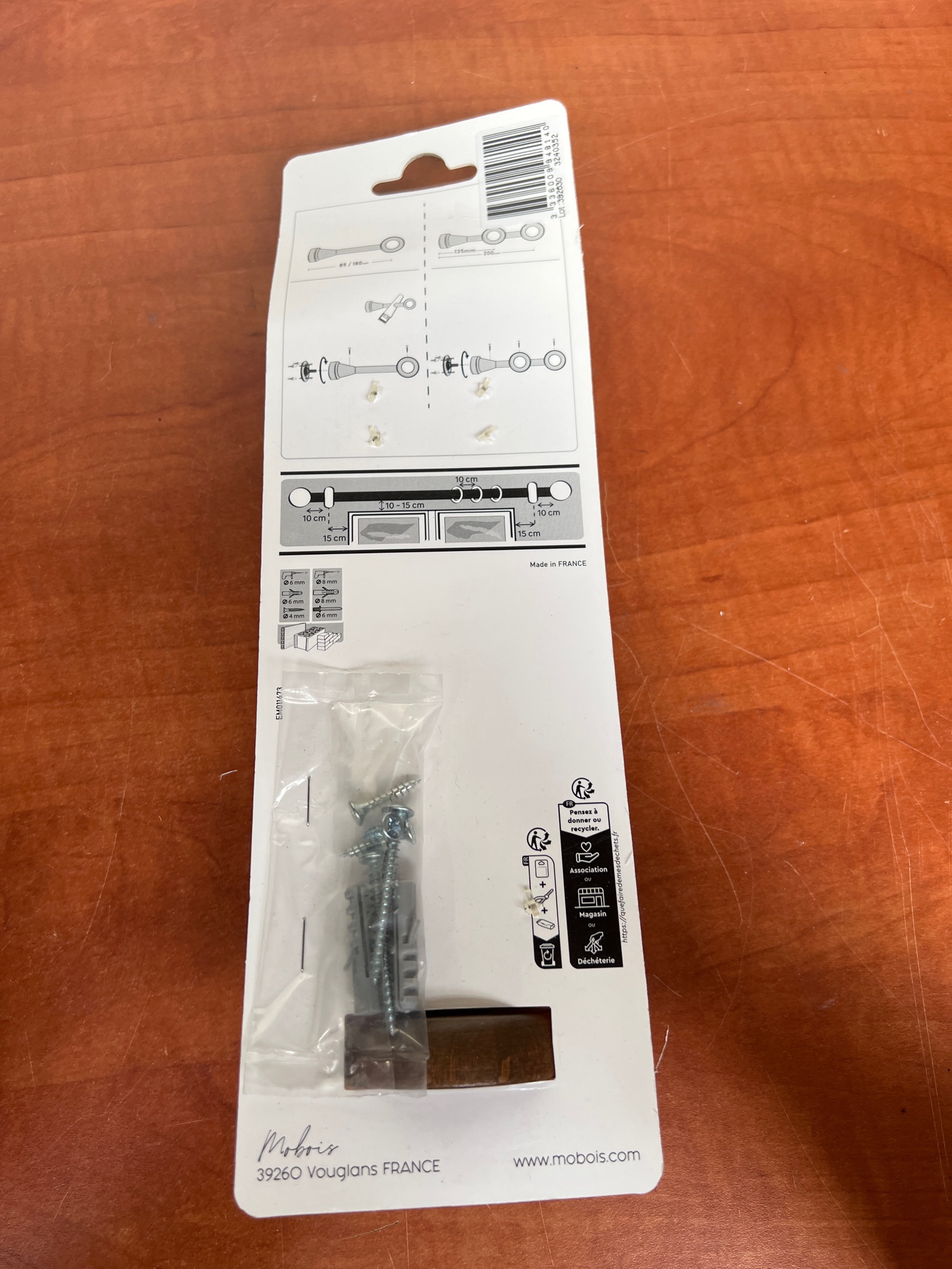 Support double de tringle à rideaux en bois Ø28 — photo 2