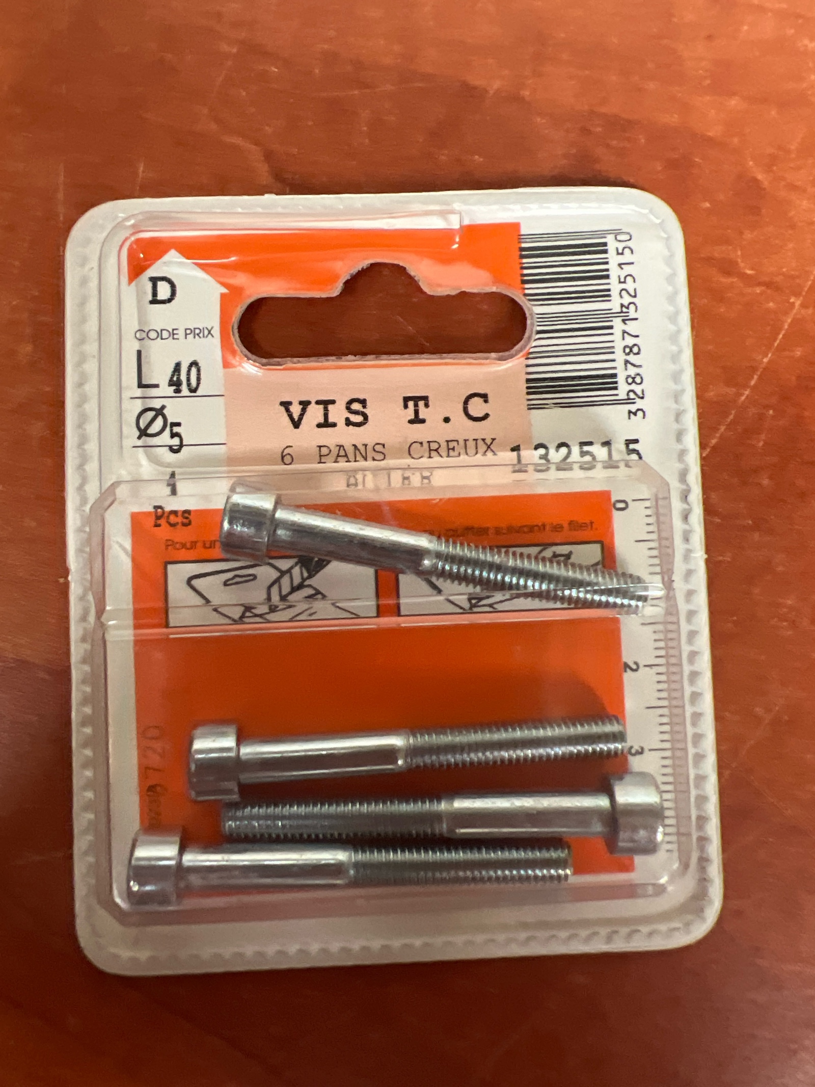 Vis T.C. 6 pans creux Ø5 x 40 mm