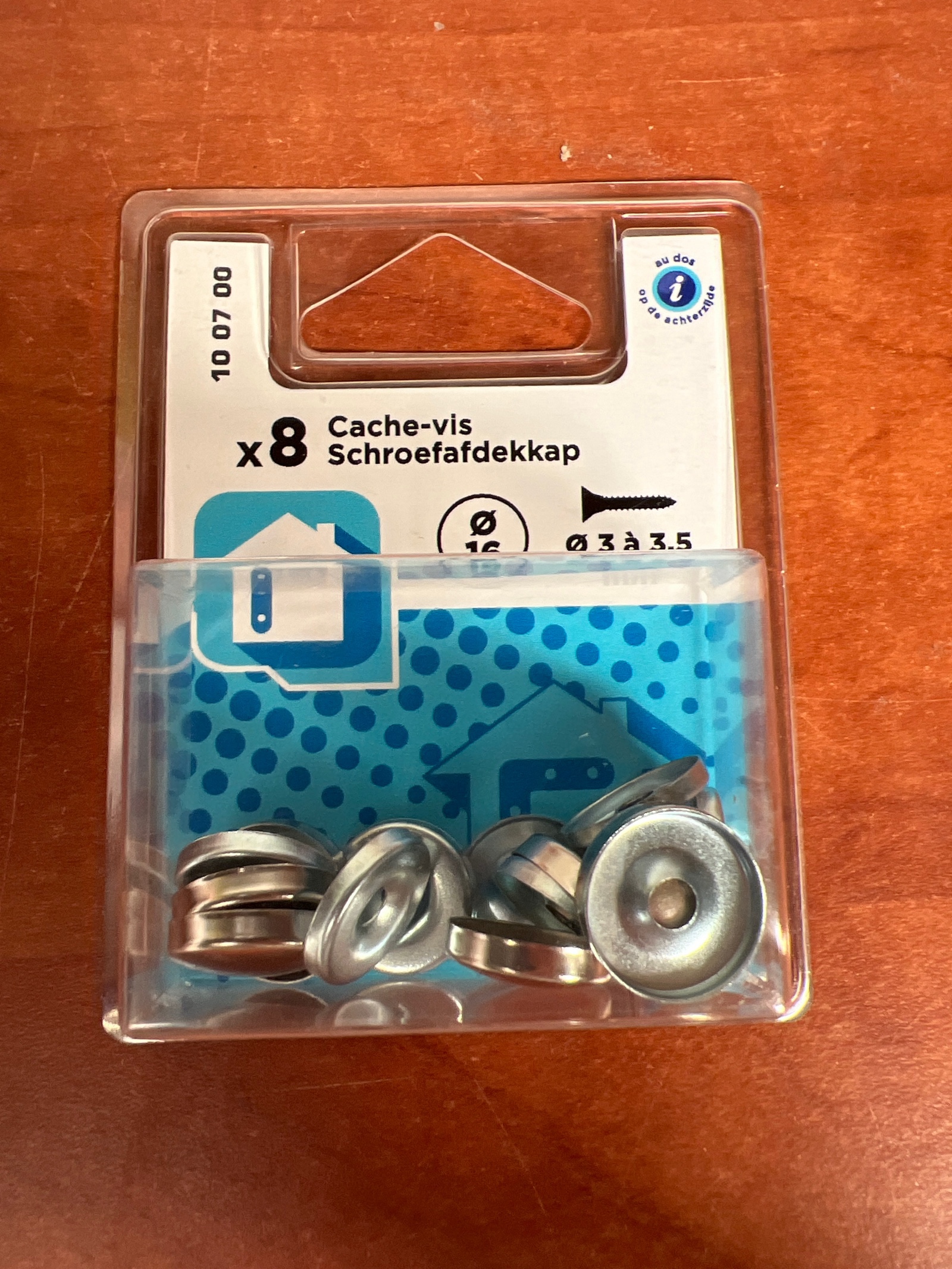 Cache-vis Ø15 mm x8 (pour vis Ø 3–3,5 mm)