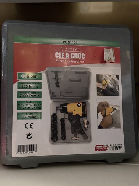 Prodif clé à choc pneumatique 1/2 avec coffret de douilles