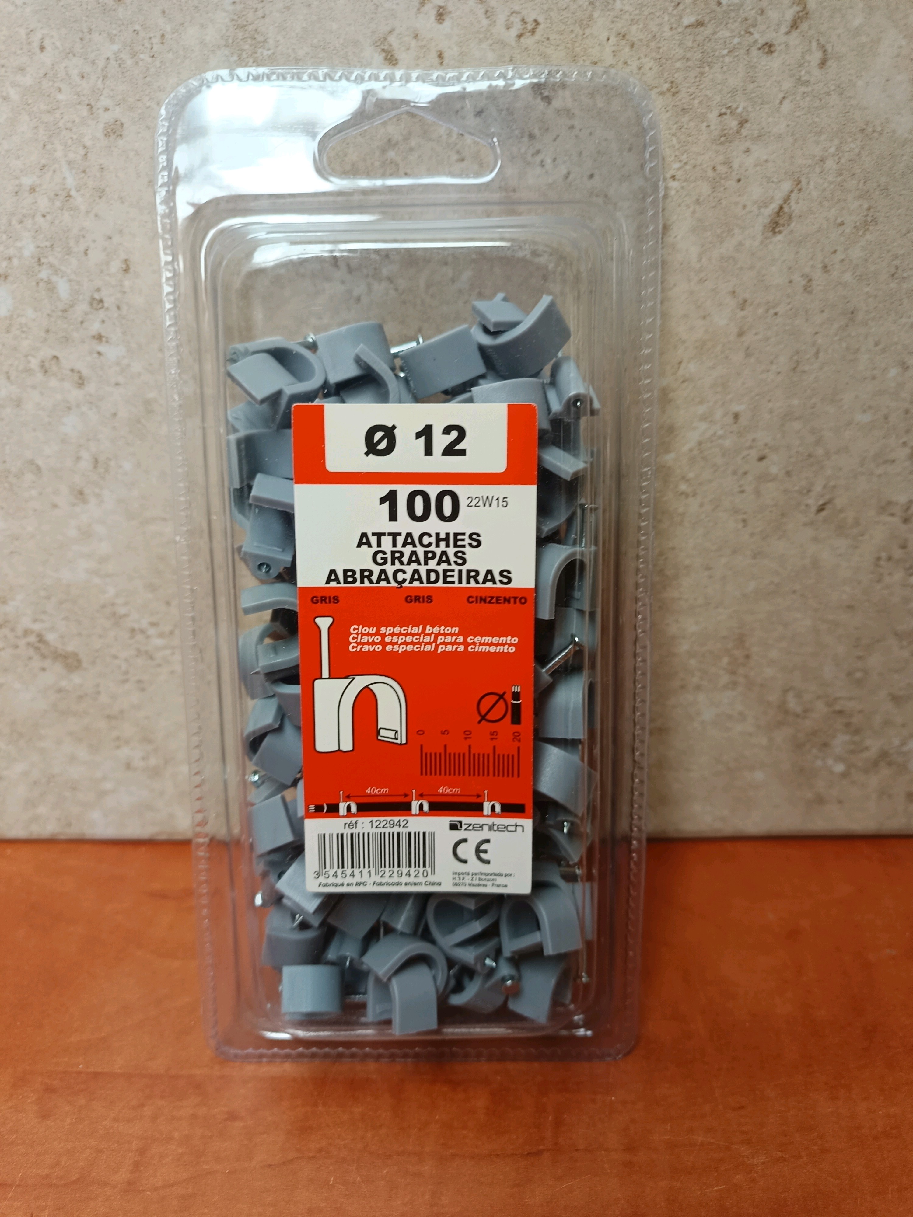 Attaches pour câbles Ø12 (x100) - Gris
