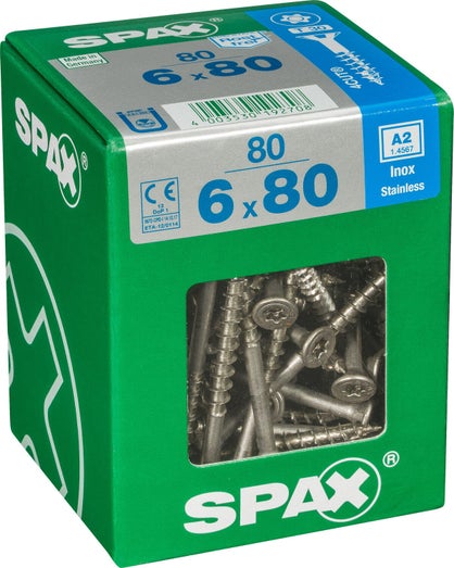 SPAX vis inox A2 6 x 80 (boîte)