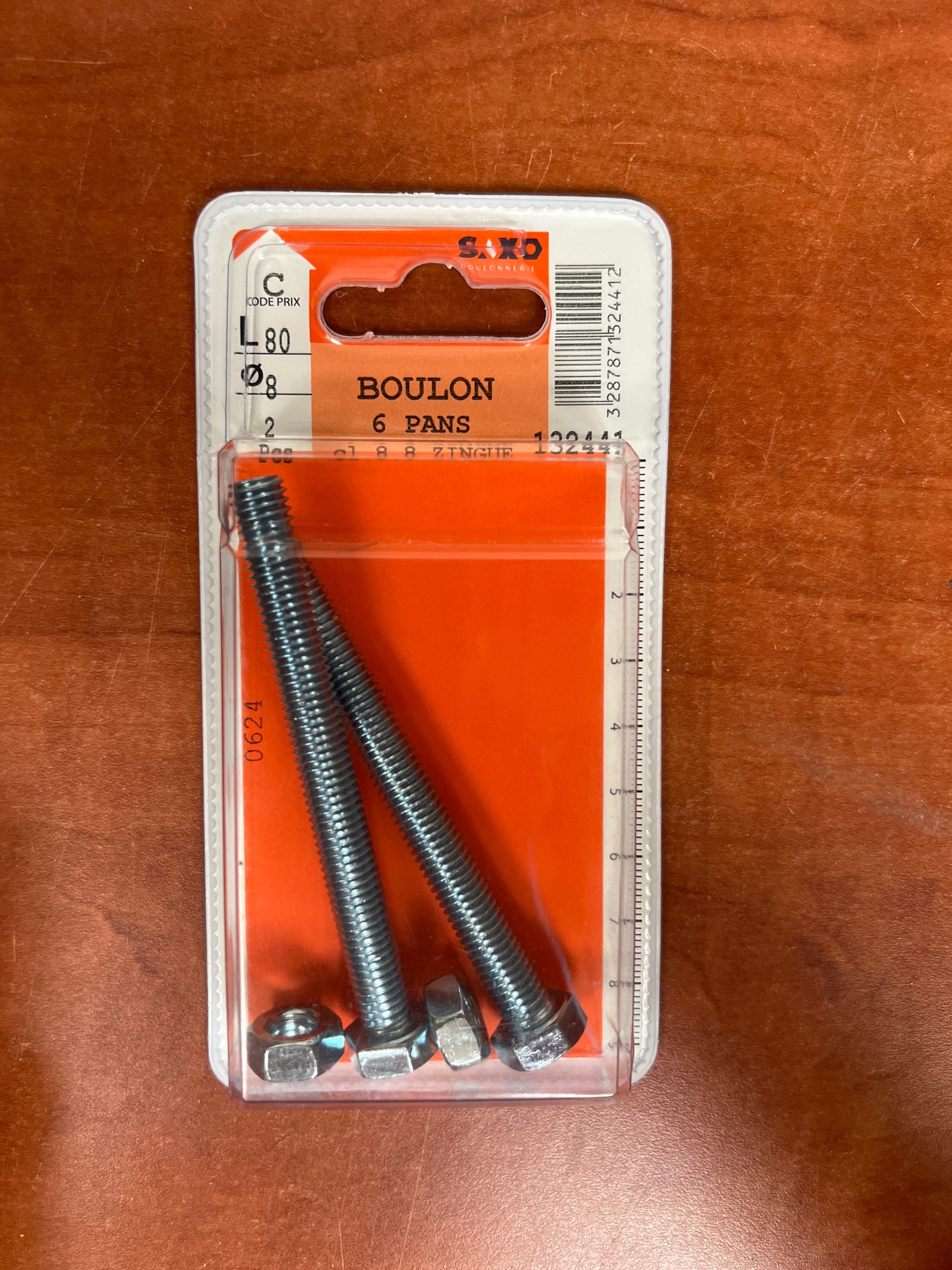 Boulon 6 pans Ø8 x 80 mm