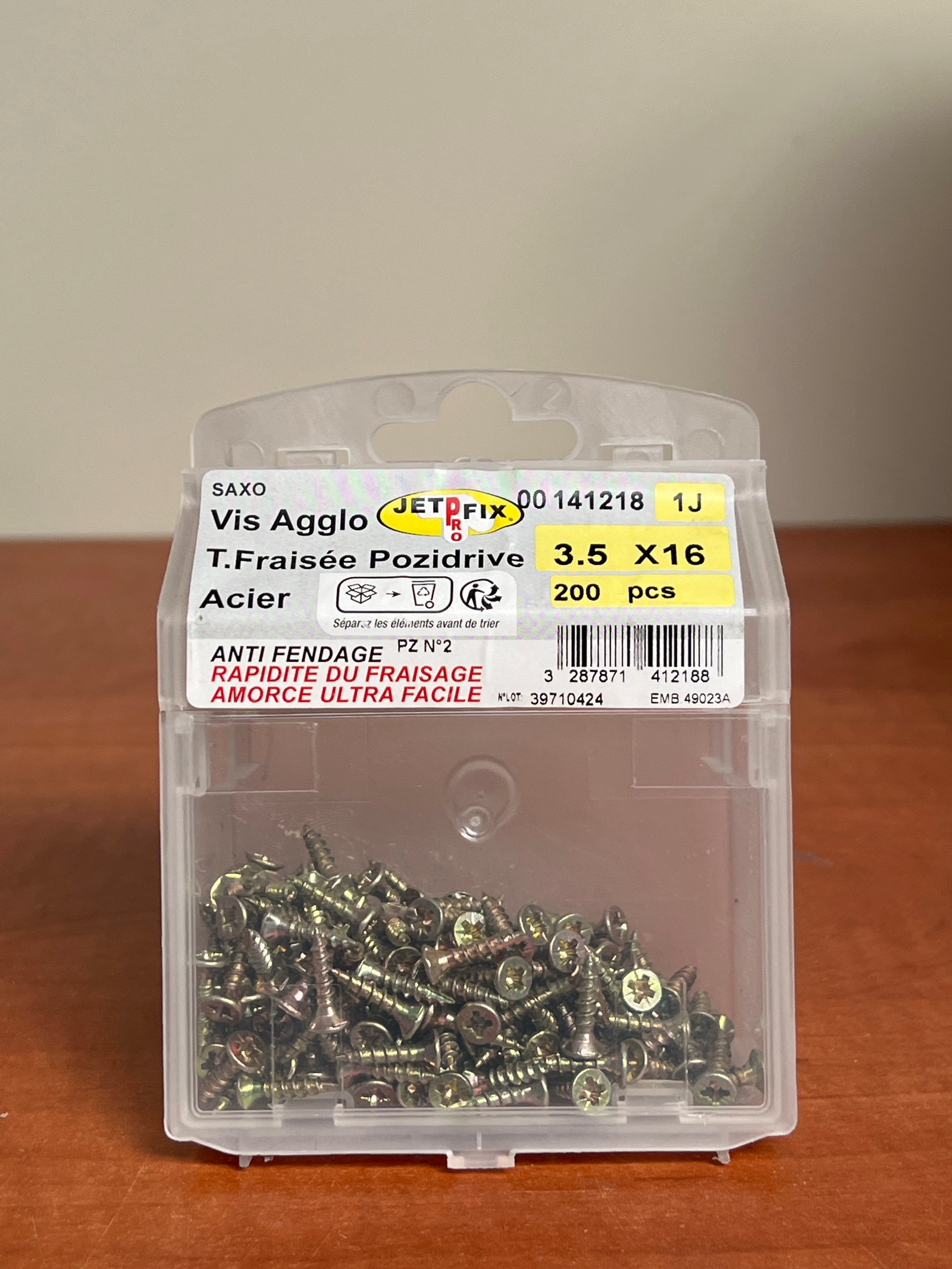 SAXO Vis Agglo Tête Fraisée Pozidrive 3.5 x 16 - Acier (boîte 200 pcs)
