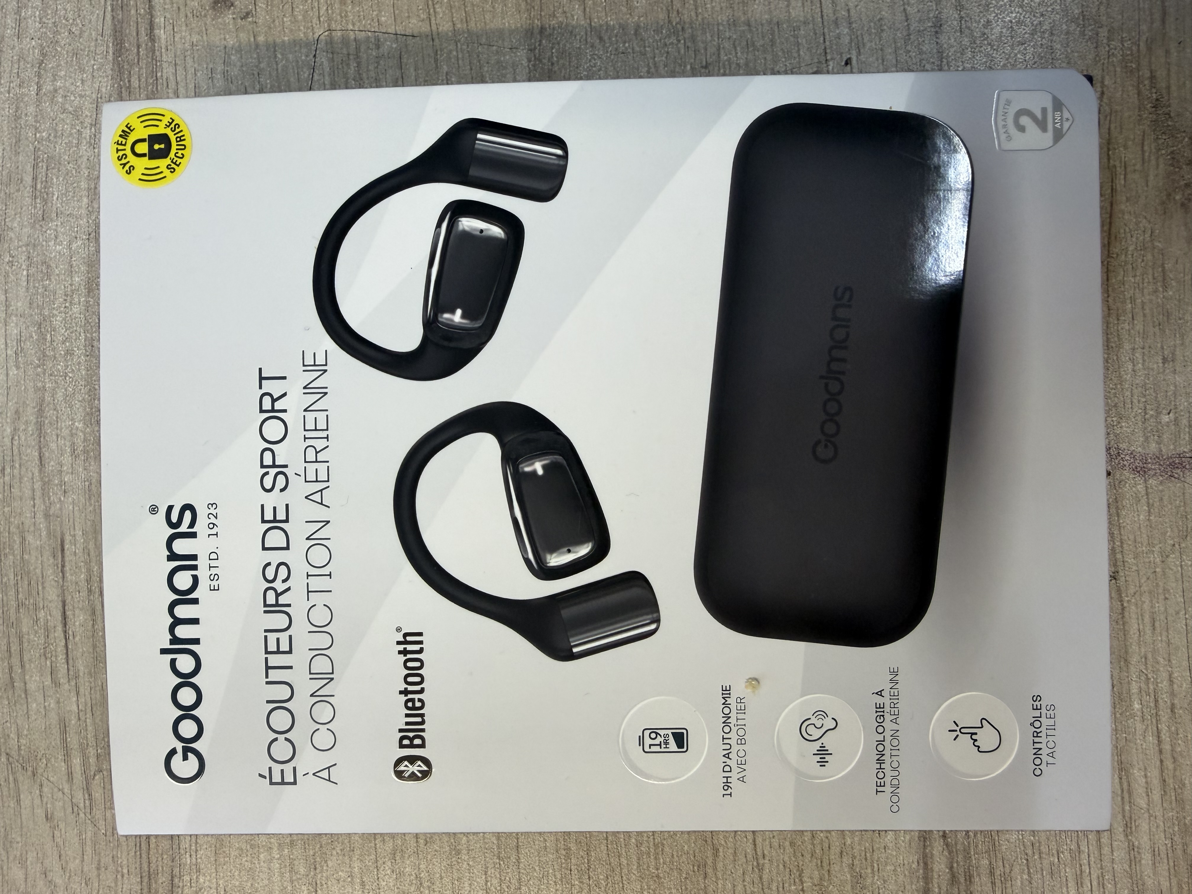 Goodmans Écouteurs True Wireless open-ear à conduction aérienne - Noir