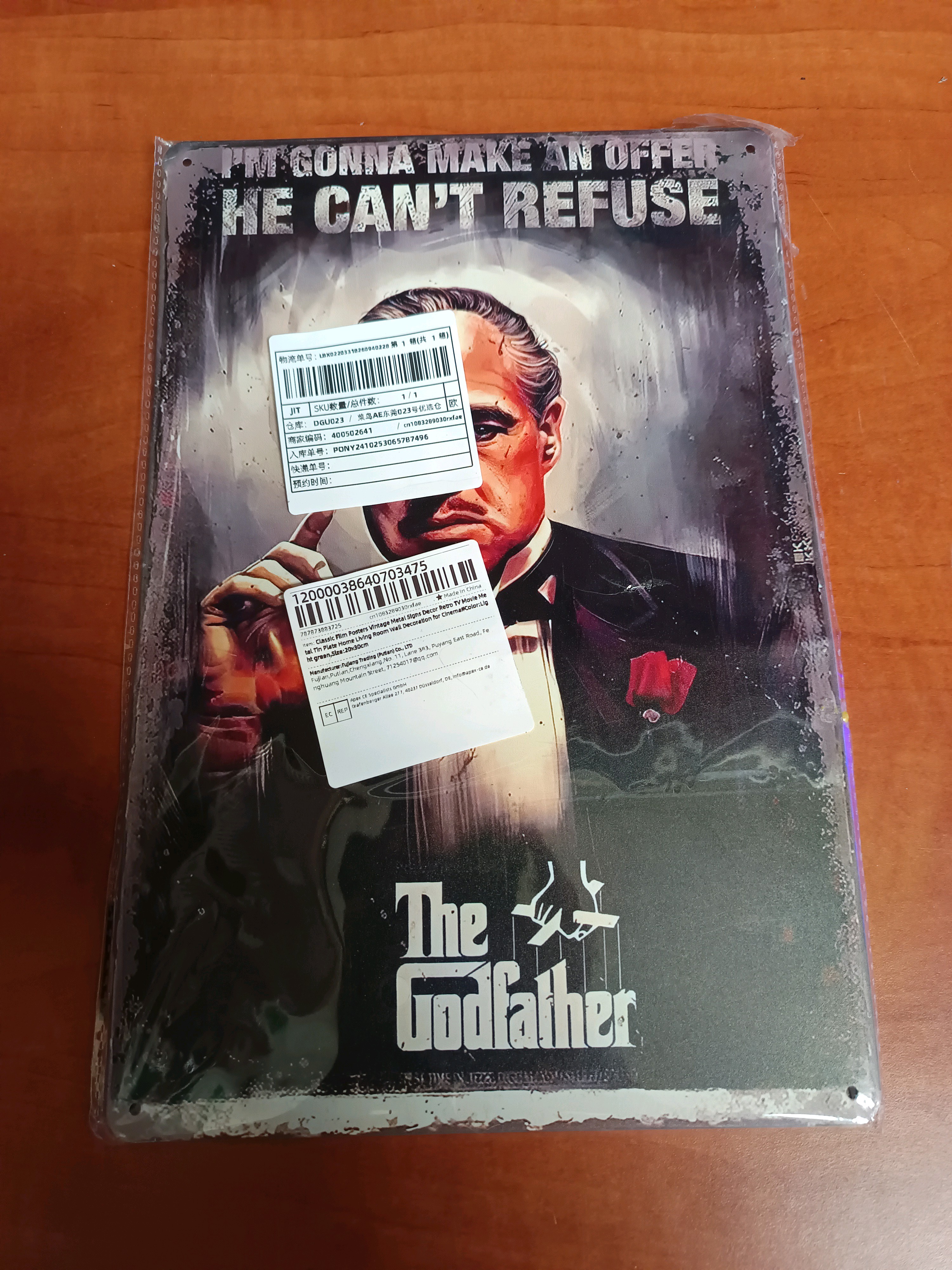 Plaque métallique The Godfather "I'm gonna make an offer he can't refuse"