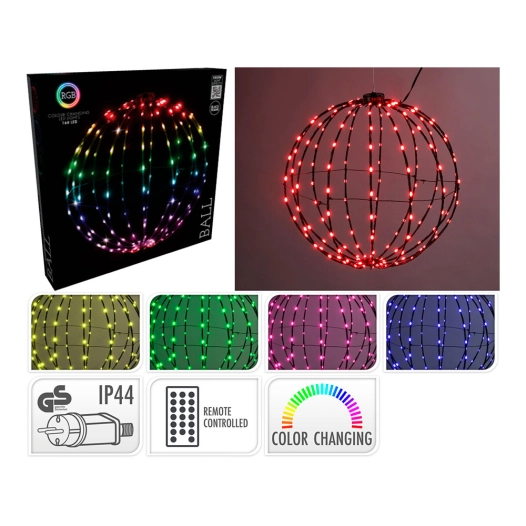 Boule lumineuse métal pliable RGB 168 LED Ø40 cm