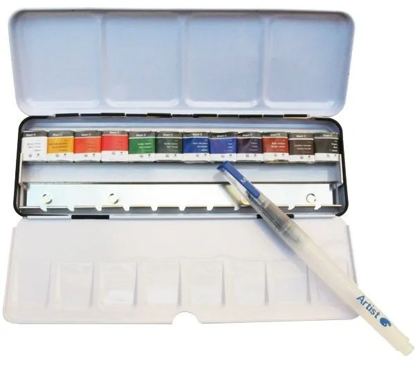 Boîte aquarelle Wingo 12 demi-godets avec pinceau