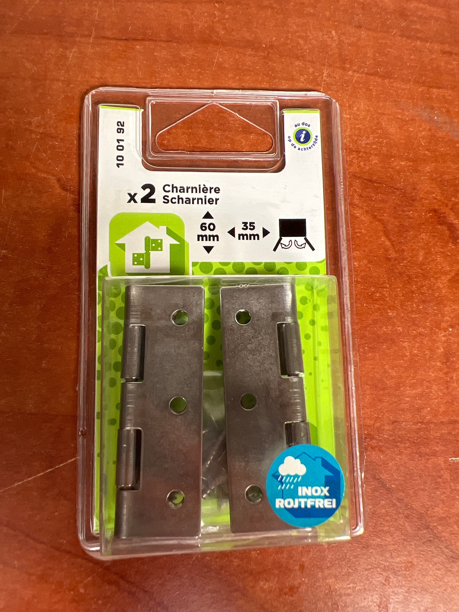 Charnières inox 60 x 35 mm (x2)