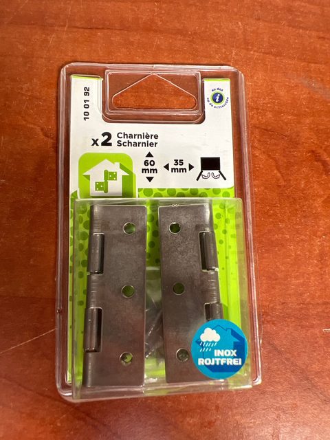 Charnières inox 60 x 35 mm (x2)